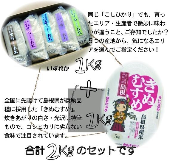 画像3: 【お試し】「コシヒカリ」と「きぬむすめ」食べ比べ（１kg×２種類）５年産米【送料込み】